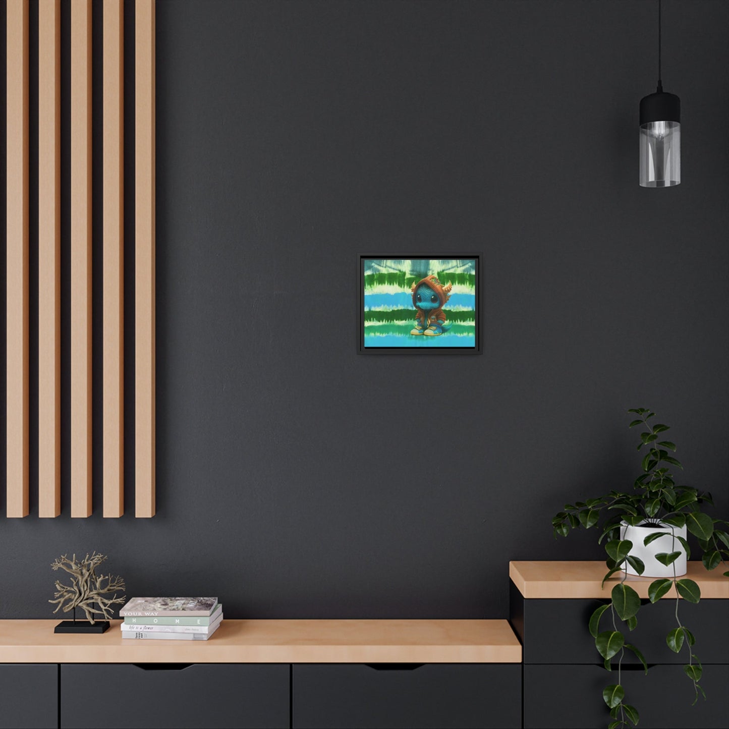 Baby Dragon Jam Aqua Matte Canvas with Black Frame