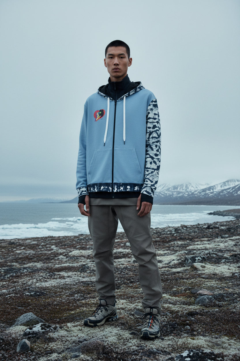 Shibori Heart II Limited Edition Cotton Unisex Zip Hoodie