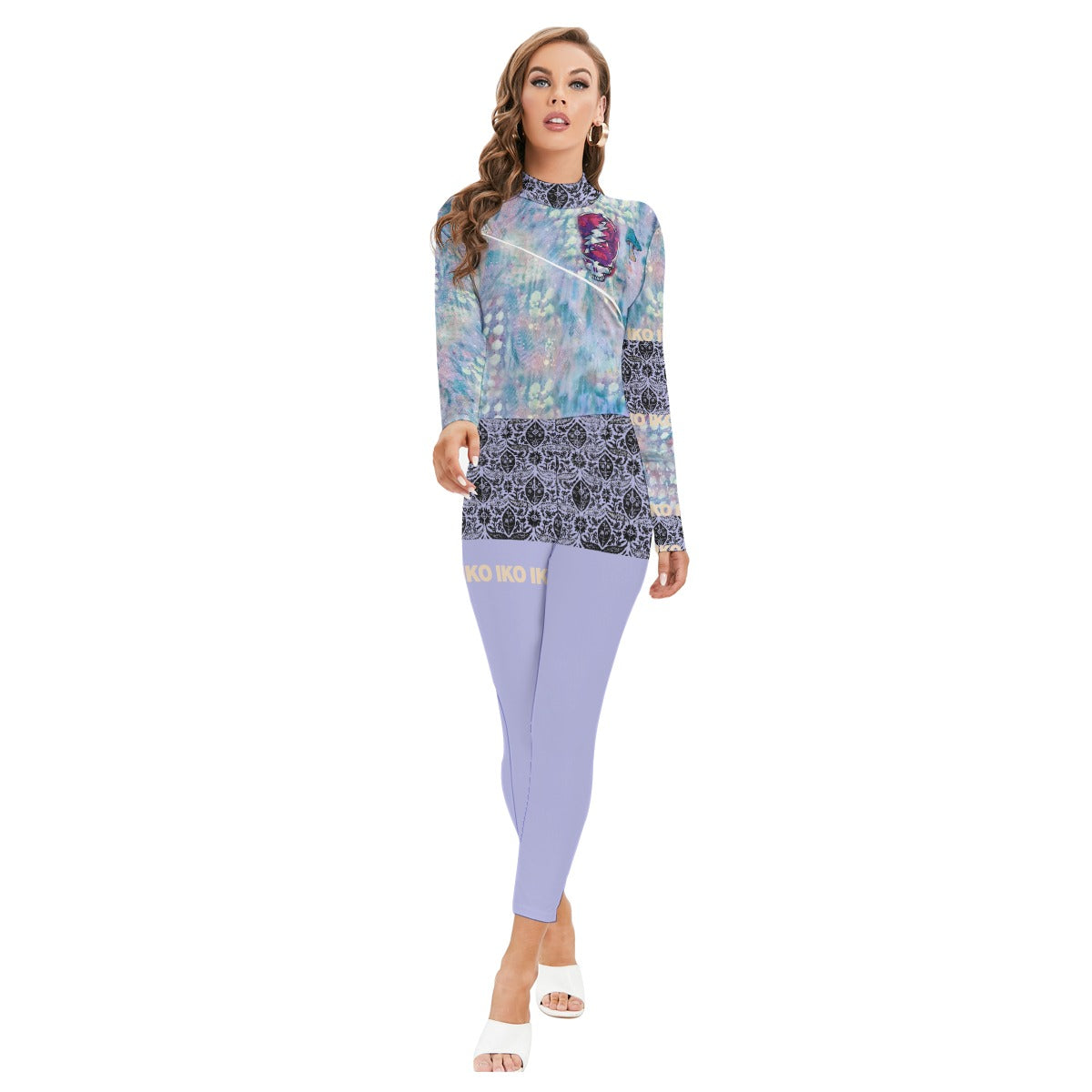 IKO IKO Lace Women's Long-sleeved High-neck Jumpsuit With Zipper