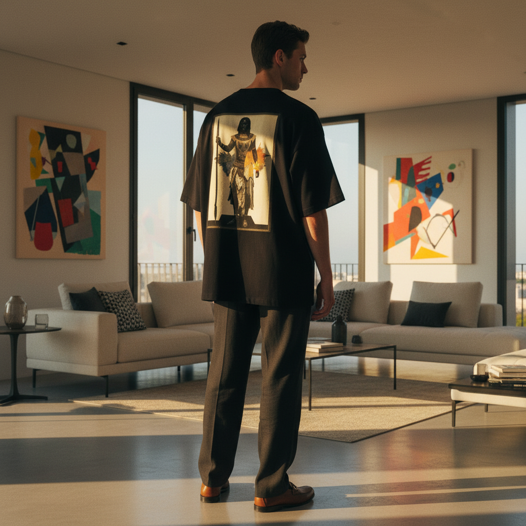 Amaru Khan Stars Oversize One-piece Pattern Cut Boxy Tee