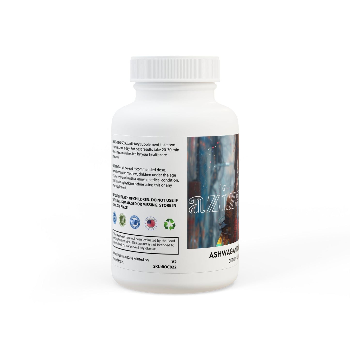 Ashwagandha and Black Pepper Supplement (60 capsules) by Aziza & Fae