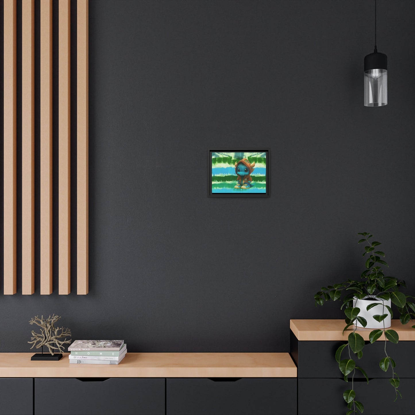 Baby Dragon Jam Aqua Matte Canvas with Black Frame