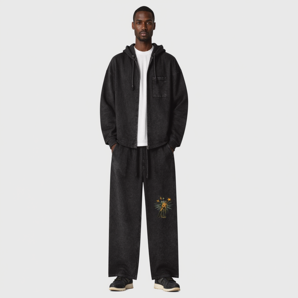 Amaru Khan Stars Acid Wash Straight Leg Pants