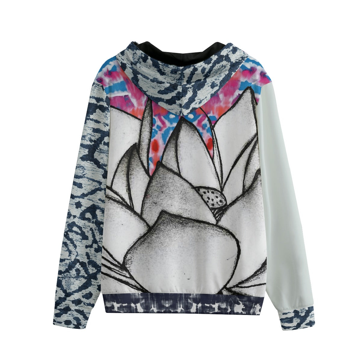 Shibori Bloom II Cotton Unisex Zip Hoodie
