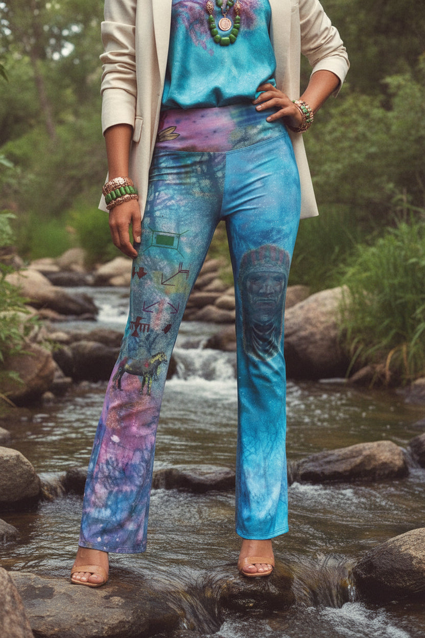 Feathers of Our Fathers High Waist Flare leggings