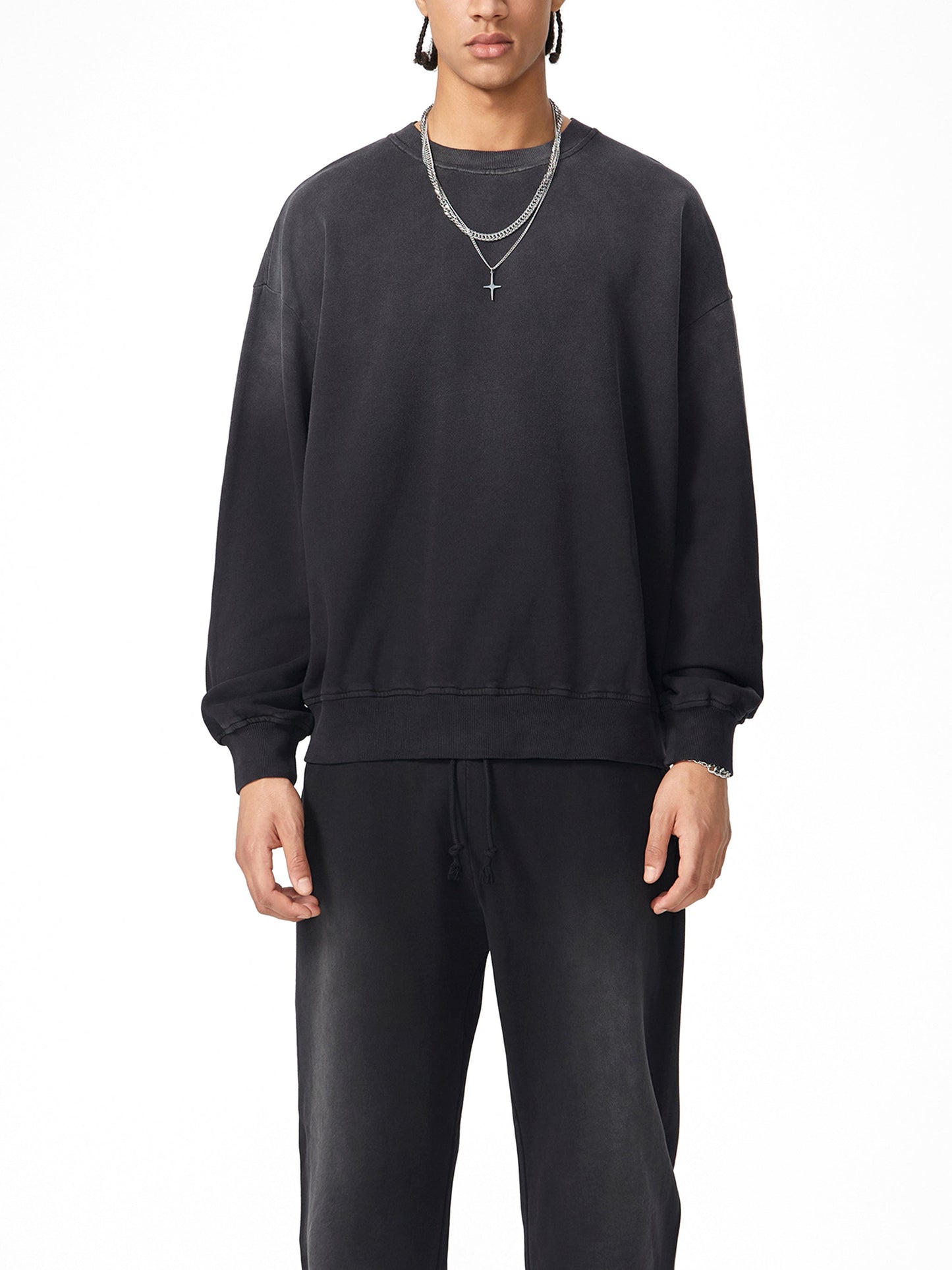 Amaru Khan Stars Handcrafted Vintage Wash Drop-Shoulder Sweatshirt